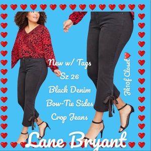 🥀NWT LANE BRYANT Sz26 BLACK CROP JEANS